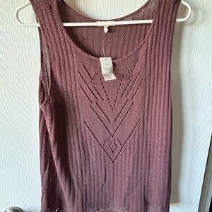 Maurices Dusty Rose Pointelle Knit Tank